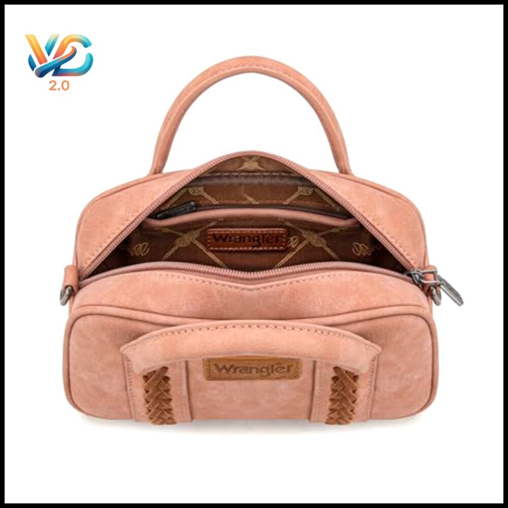 Retro Barrel Satchel Bag Convertible Crossbody Top Handle Nubuck Leather - Picture 5 of 7